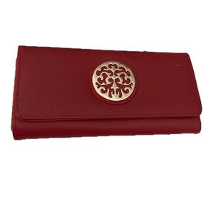 Red and Gold Vegan Leather Wallet
